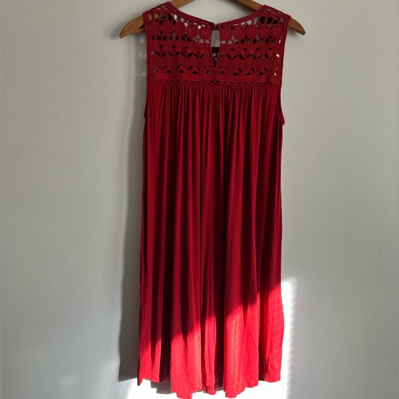 LOFT Dresses & Skirts - LOFT Red Crochet Soft Dress Size